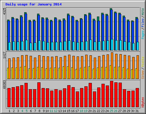 Daily usage for January 2014