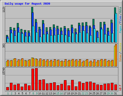 Daily usage for August 2020