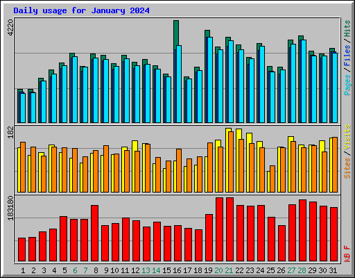 Daily usage for January 2024
